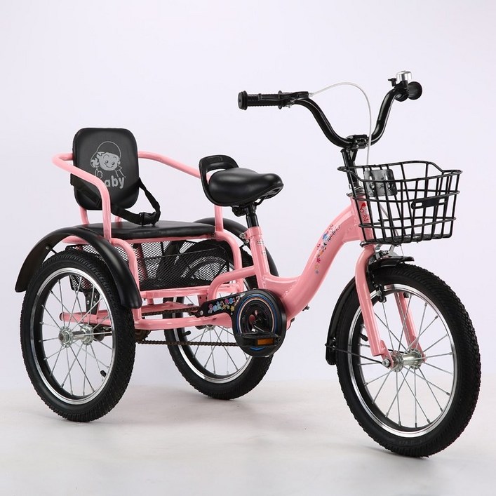 배달용전기자전거 삼륜전기자전거 미니전기자전거 버킷 접이식 탠덤 자전거가있는 세발 자전거 2-10 세 공압 타이어 유모차 자전거 자전거