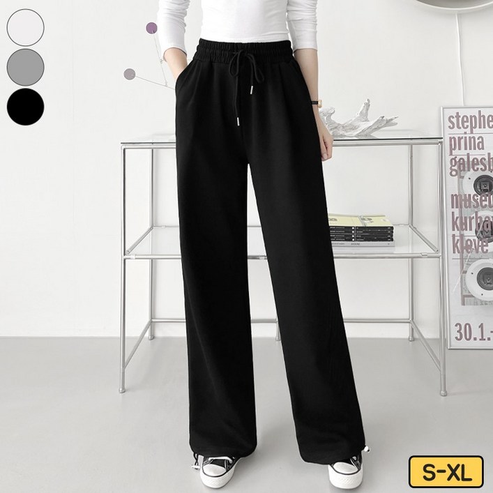 바비팩토리 여성용 숏기장롱기장 밴딩 핀턱 트레이닝 바지 투웨이 조거일자핏 스판 긴바지