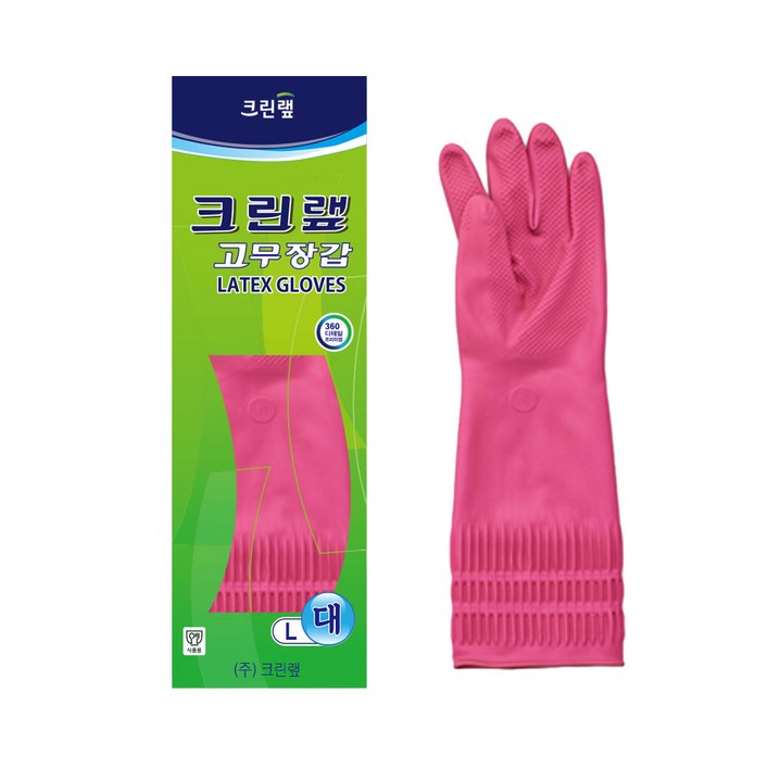 크린랩 고무장갑 대, 핑크, 대(L), 5개