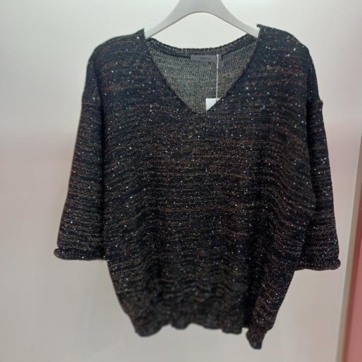 라티움 Destijl HC06 가을느낌 스판 비즈배색 7부소매 브이넥 깔끔한 니트티 D2531sw13B 40958737 420718