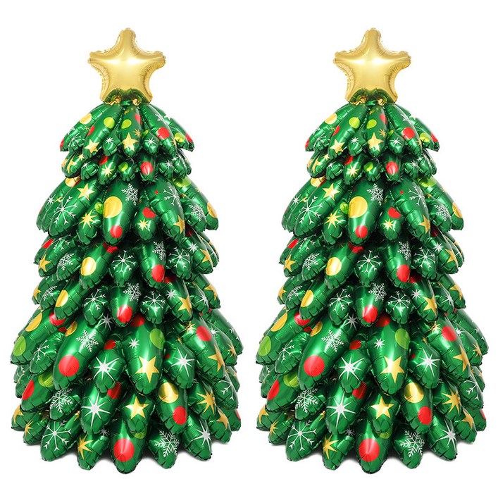 파티팡 크리스마스 XMAS 에어벌룬 레이어 트리 빅사이즈 대형 트리풍선 대형트리 77cm130cm 2개입, 1세트
