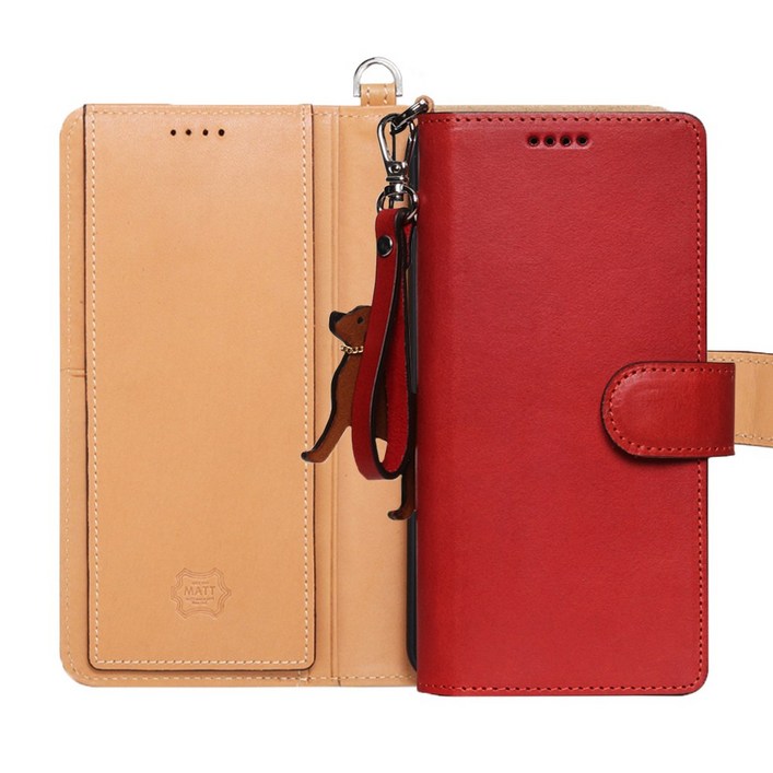 마뜨 갤럭시 소가죽 카드수납 가죽케이스 지갑케이스 자석형 토스카나 레드 (악세서리 별도)