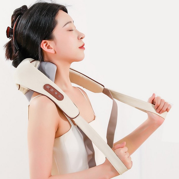 무선 온열 목 어깨 마사지기 3D 텐션 안마기 승모근 지압기 허리 마사지기