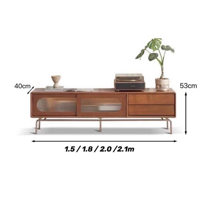 프렌치 빈티지 원목 거실용 수납장 실용 소형 유리도어 TV거실장, 1단, 체리우드 빈티지 180 x 40x53