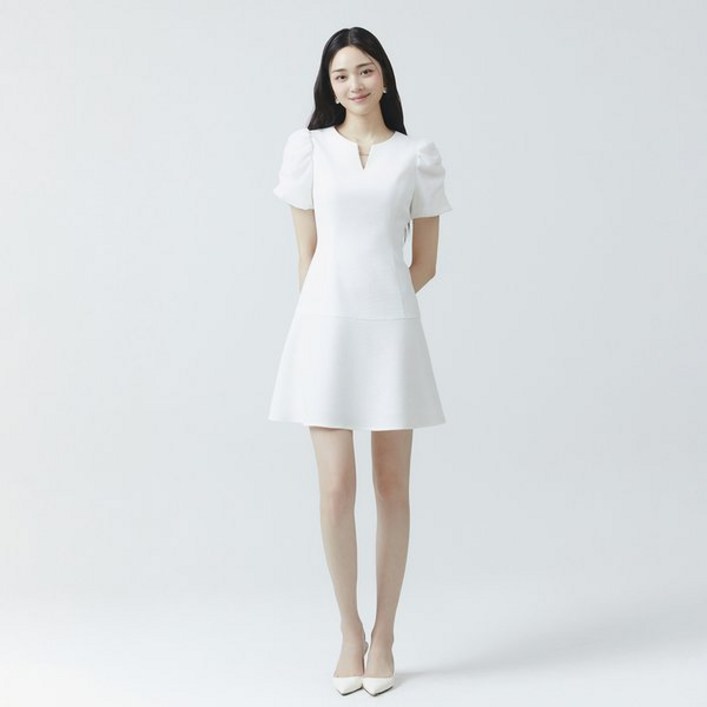 잇미샤 [24 SS] 잇미샤 셔링소매 배색 원피스 ITO5ZOP700