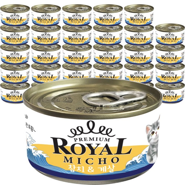 프리미엄 로얄 미쵸 고양이캔 간식, 30개, 85g, 게살