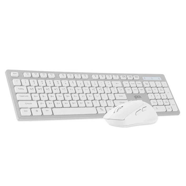 지클릭커 오피스프로 인체공학 무소음 무선 키보드  마우스 세트, WMK10, 화이트키스킨포함, 일반형