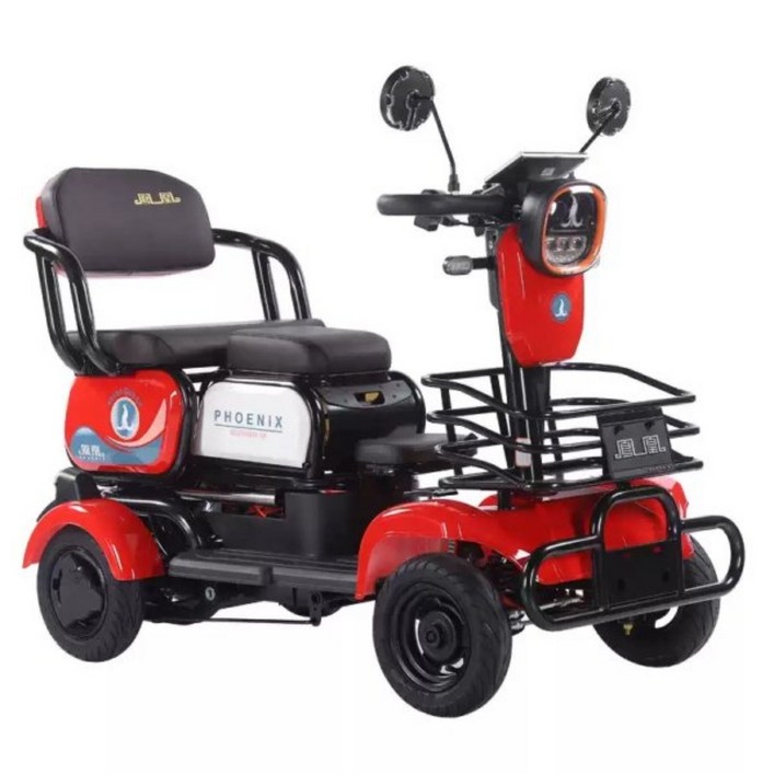 위너시니 3인용 노인전동차 LED 액정 4륜 4발 더블브레이크 고출력 안전한 튜브리스 2인용 노인 장애인 어르신 전동 스쿠터 오토바이, 레드