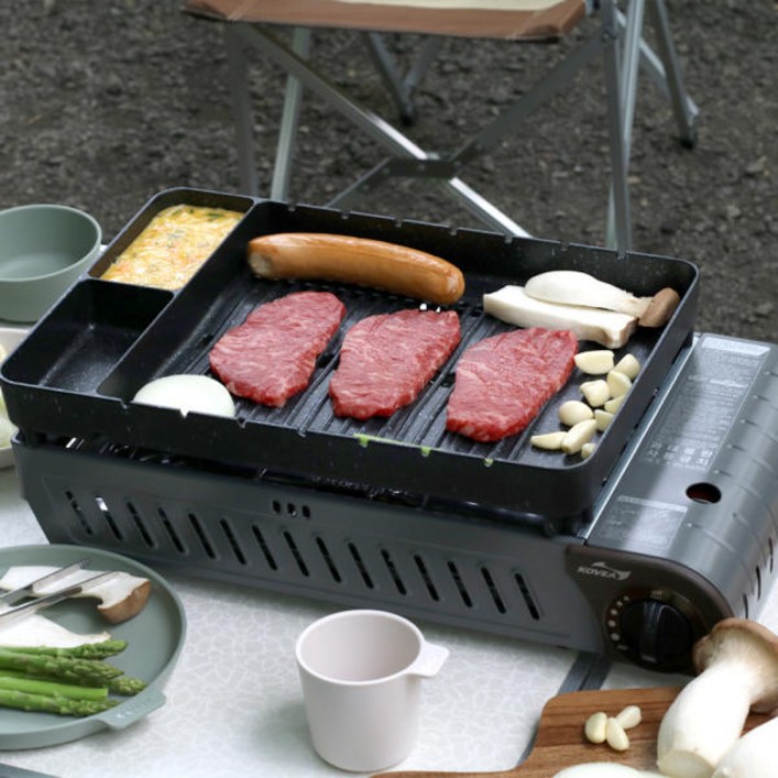 코베아 원조 구이바다 블랙에디션 L 4-5인용 3WAY 올인원 플러스 / 최고급 다이아몬드 코팅이 적용된 유일한 에디션 / 전골팬 / KGG-1304CDC 캠핑 버너그릴, 1개