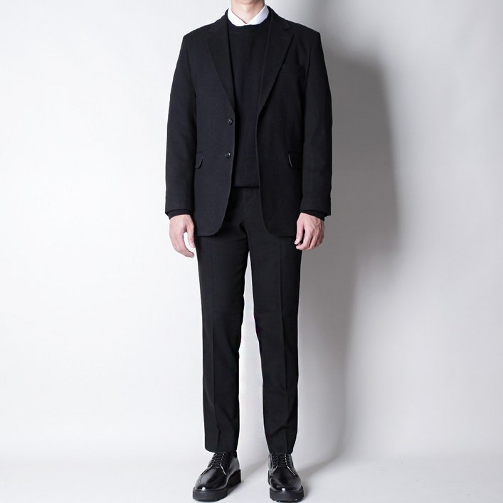디아웃핏 남성 겨울 울 정장세트 히든 밴딩 수트 캐주얼 기모 면접 결혼식