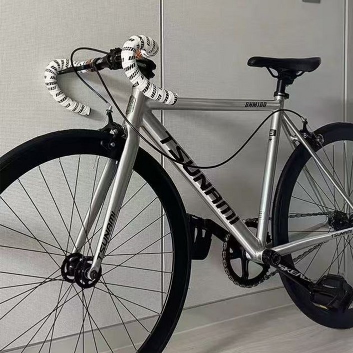 쓰나미 TSUNAMI SNM100 픽시 자전거 입문용 완차 레이싱 모델 앞뒤브레이크포함, 핑크화이트로고, 1개, 195cm