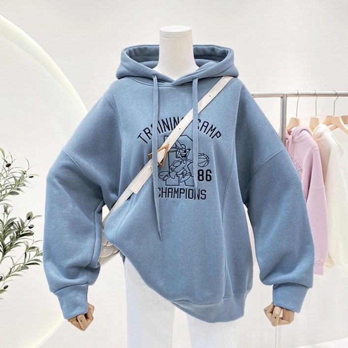 메이킹유 맨투맨 루즈핏 오버핏 캐주얼룩 데일리룩 자수티셔츠 P485폴카기모후드티
