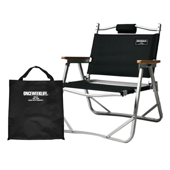 원스위크라이프 접이식 캠핑의자 + 가방 세트, 블랙, 1세트 20230704