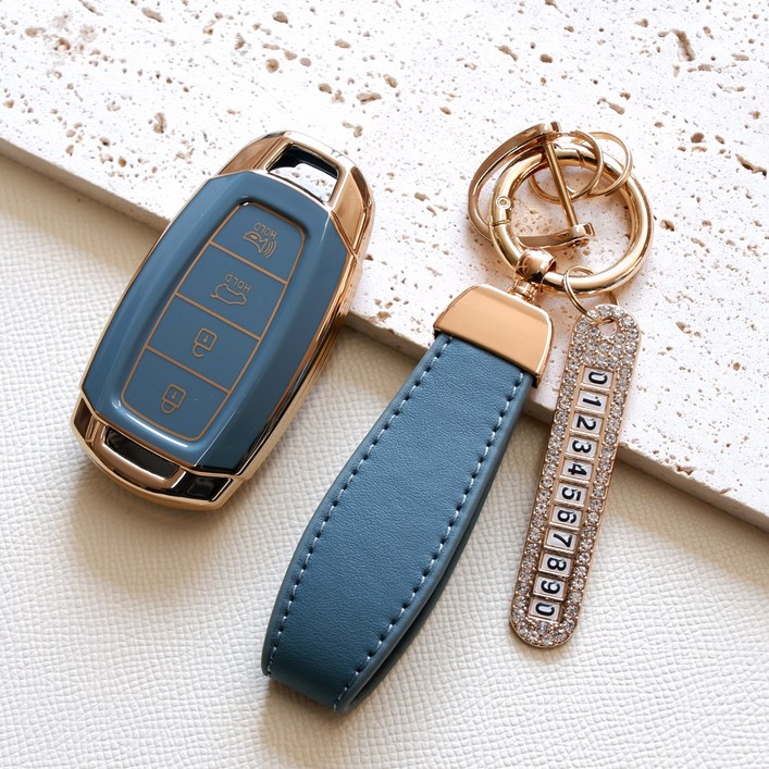 트니르 현대 호환 그랜저IG 올뉴아반떼 CN7 팰리세이드 스마트 차 키케이스 4버튼 5버튼 TPU 골드링