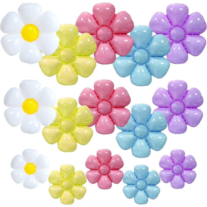 CEUQIESO 20pcs 데이지 풍선, 생일 새해 결혼식 파티 장식을위한 혼합 색상 미니 데이지 호일 풍선 흰색, 분홍색, 보라색, 파란색, 노란색 데이지 풍선 세트, 20개, 혼합 데이지
