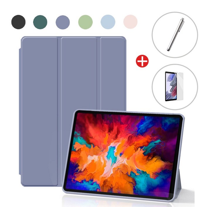 갤럭시탭 A7 라이트 lite 8.7 북커버 케이스 필름 터치펜, 라벤더