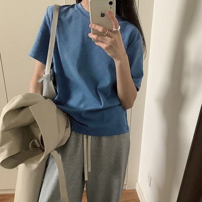 면100 20수 코튼 순면 라운드넥 남여공용 베이직 반팔 무지 면 티셔츠