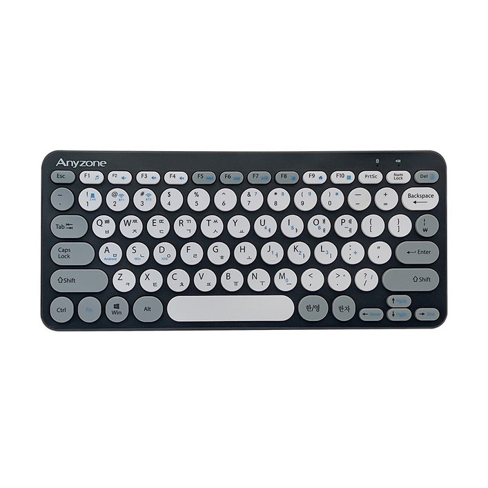 [전용키스킨포함] 애니존 무선 블루투스 키보드 미니 저소음 멤브레인 휴대용 키보드, 블랙 그레이, ANY-K5