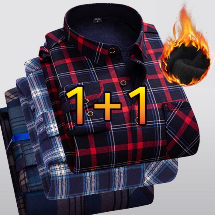 장바9니 11 남성 체크 기모셔츠 따듯한 남자겨울남방