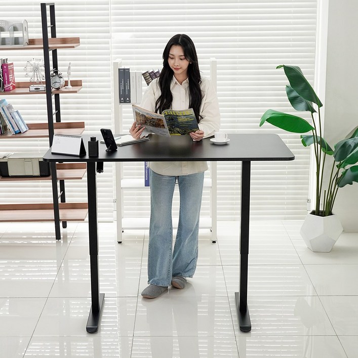 덱스탑 베이직 모션데스크 전동 1200 스탠딩 높이조절 책상 택배 셀프 설치, 블랙