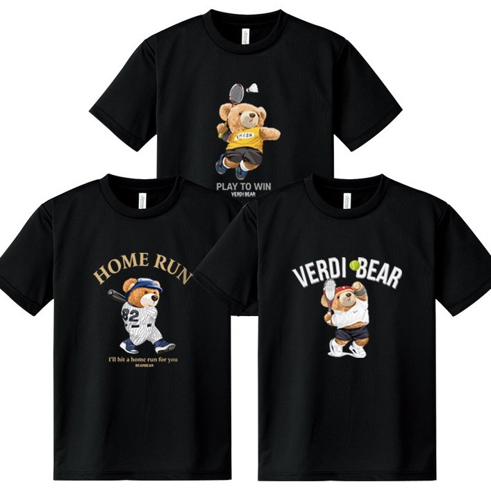 곰돌이 스포츠 111 쿨론 반팔 티셔츠 여성 남자 반팔티 3장