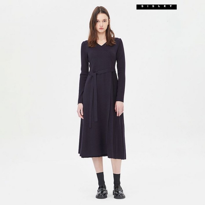 시슬리 랩 플리츠 니트 원피스 SAKO04411