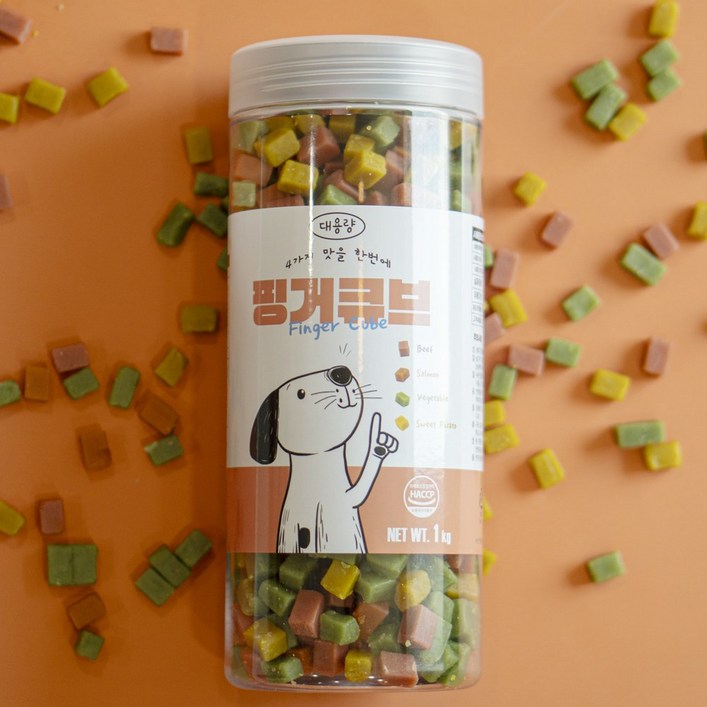 펫라벨 핑거큐브 강아지간식, 교육용, 훈련용 대용량 강아지 트릿, 혼합, 1,000g
