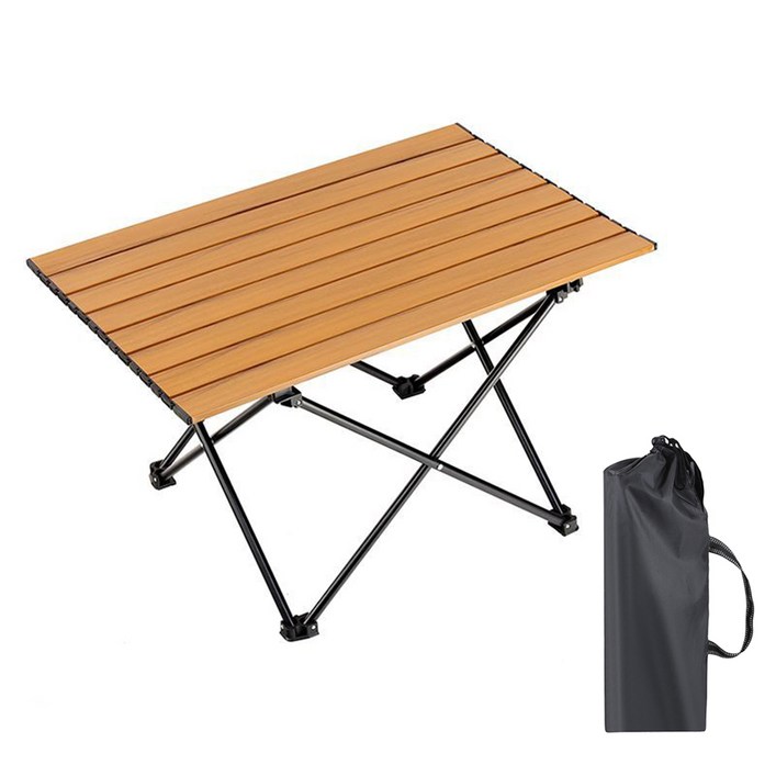 경량 캠핑 롤테이블 야외 휴대용 접이식 테이블, 브라운