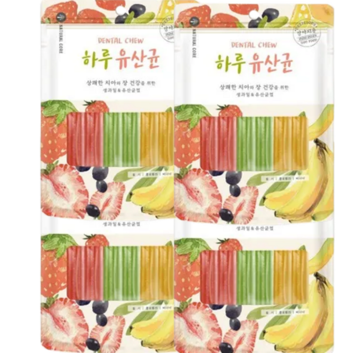 네츄럴코어 하루유산균 애견개껌 간식 과일혼합 12p,베게 사은품증정, 본품, 72g, 4개