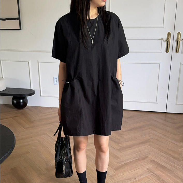 루나모드 케주얼 포켓  반팔 스트링 원피스 K0241