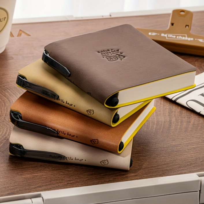 휴대용 곰돌이 PU 미니 노트 수첩 다이어리 펜포함 4종 세트