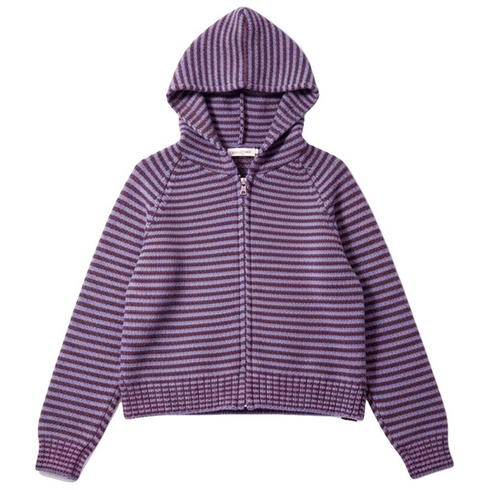 스트라이프 니트 후드집업 3color