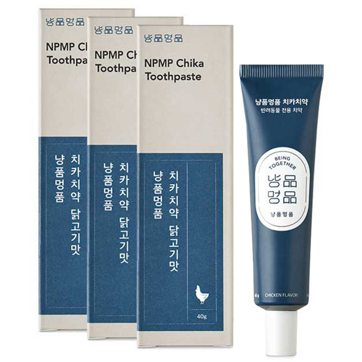 냥품멍품 치카치약 닭고기맛, 40g, 3개