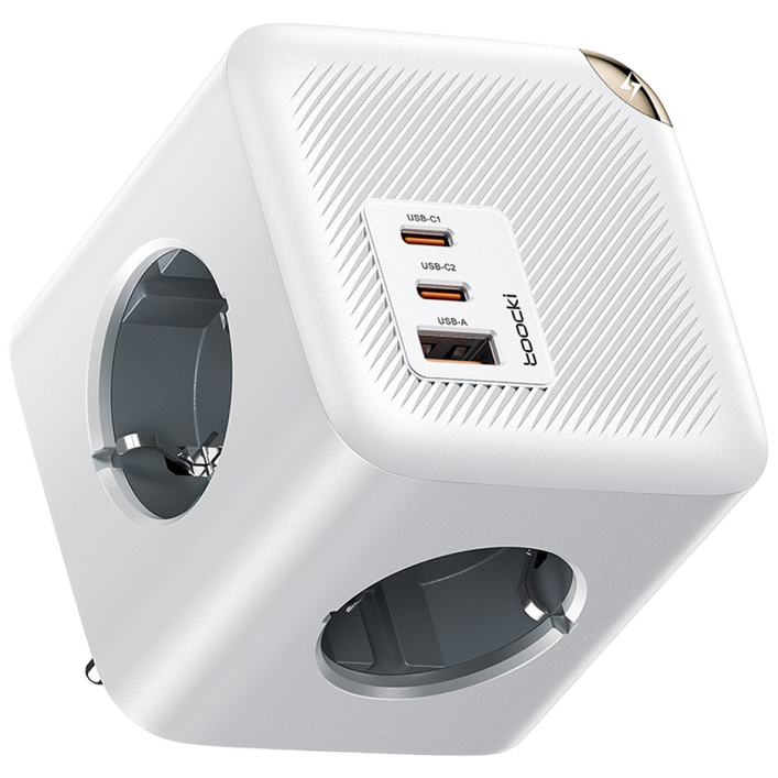 Toocki GaN C타입 PPS 2C1A 3포트 4구 4000W 접지형 초고속충전 고용량 큐브 멀티탭 C28, 1개, 화이트, 0cm
