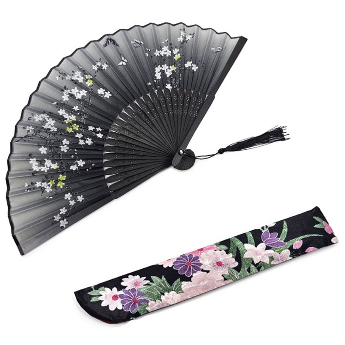 매혹부채 나비꽃 여름 여성부채 마음 시원한 바람 선물, 1개, 블랙