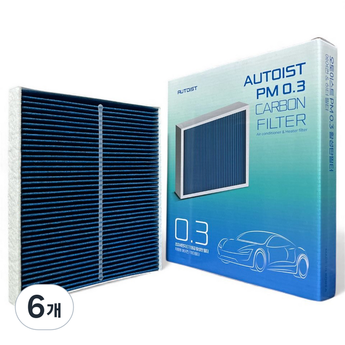 오토이스트 PM0.3 스파크 M300 마티즈 크리에이티브 활성탄 에어컨필터, 6개, D021