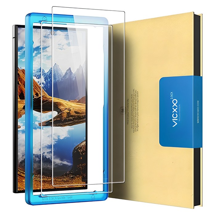 빅쏘 2.5CX 9H 고경도 갤럭시 지문인식 강화유리 휴대폰 액정보호필름 2매  부착가이드