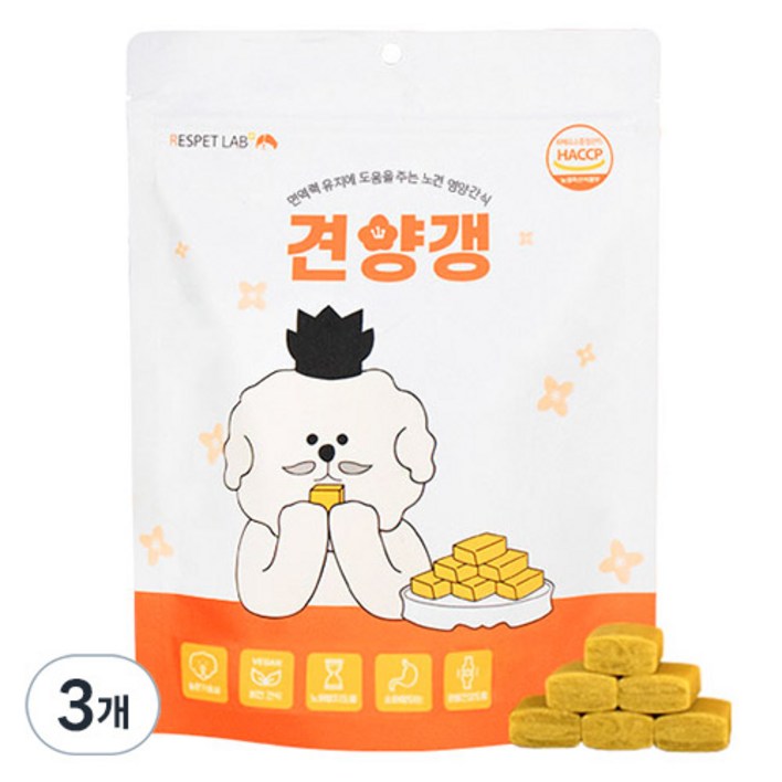 리스펫랩 강아지 노령견 간식 견양갱 7g x 30p, 210g, 3개, 면역력 유지