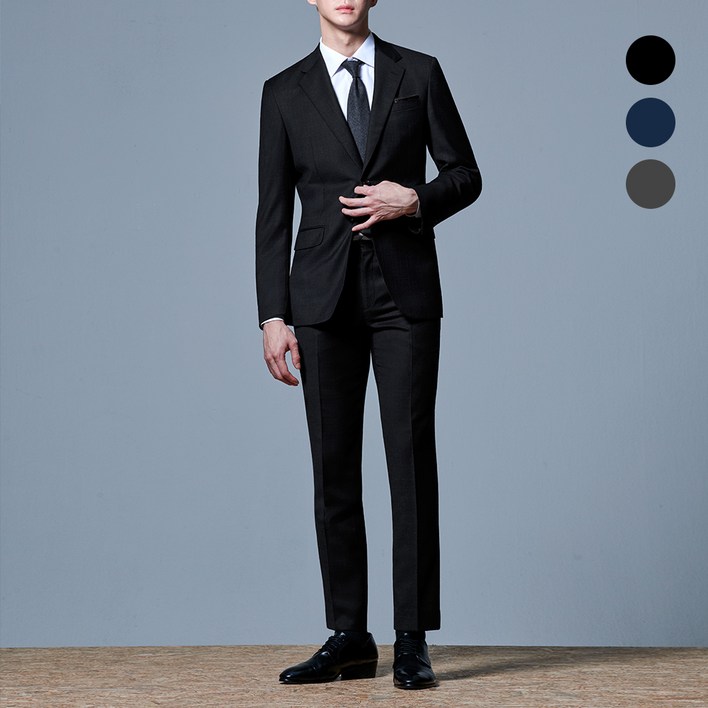 맨잇슈트 남성용 솔리드 포멀핏 베이직 정장 상하의 세트