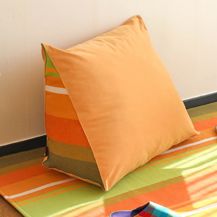 오리고 셔벗 삼각 등쿠션 소형 솜포함, 옐로우