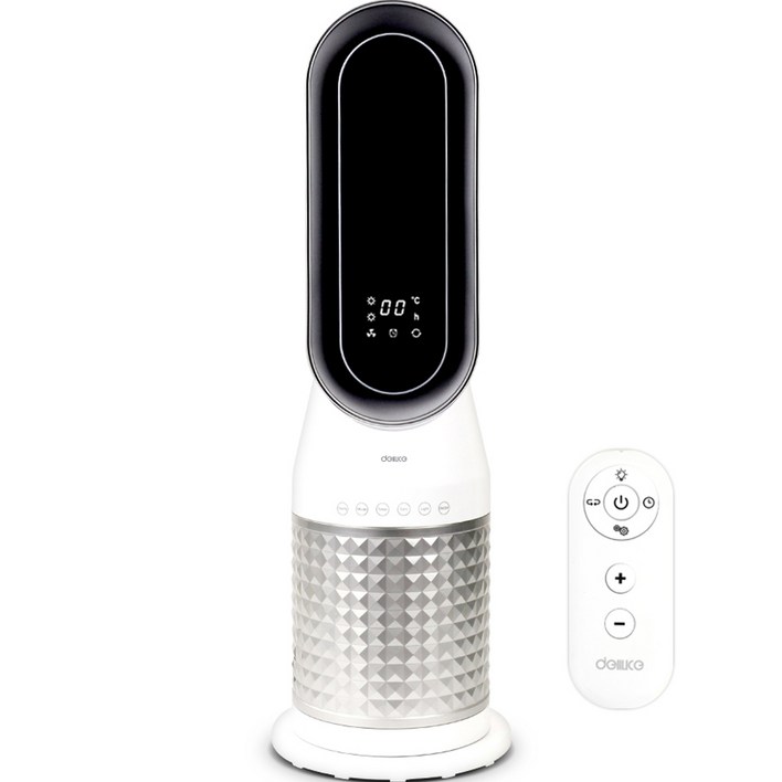 델루체 LED 날개없는 스탠드형 온풍기, DLHR550NK, 화이트