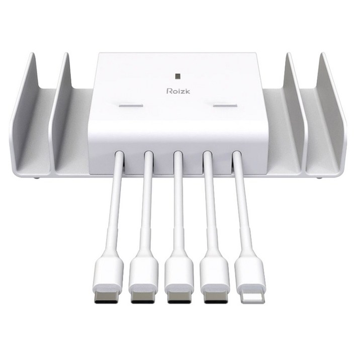 로이직 5포트 고속 멀티충전기 C타입 4p  8핀 1p, 화이트, 1세트