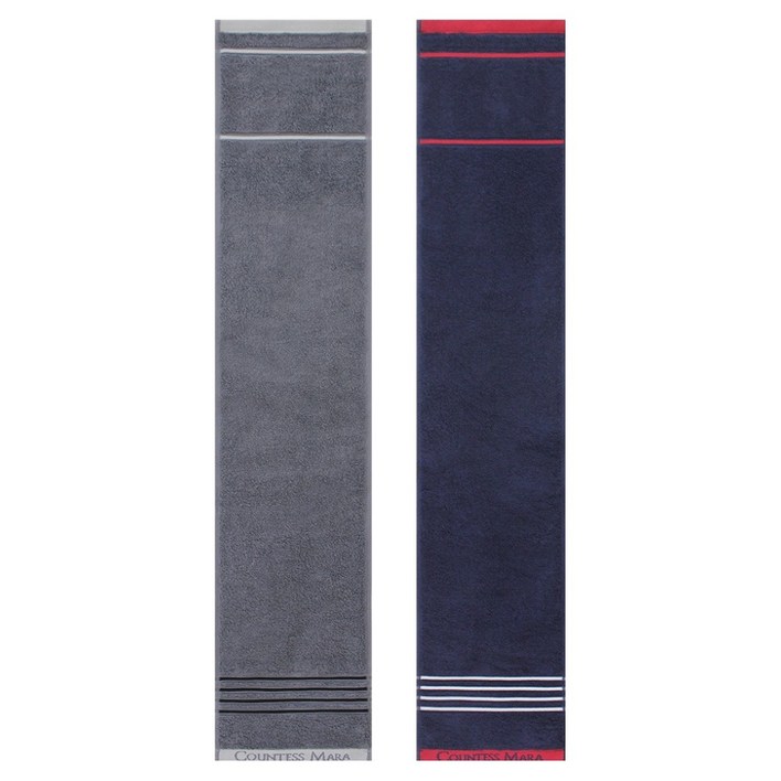 송월타월 카운테스마라 포라인 스포츠20 타월 20 x 100 cm, 그레이  네이비, 2개
