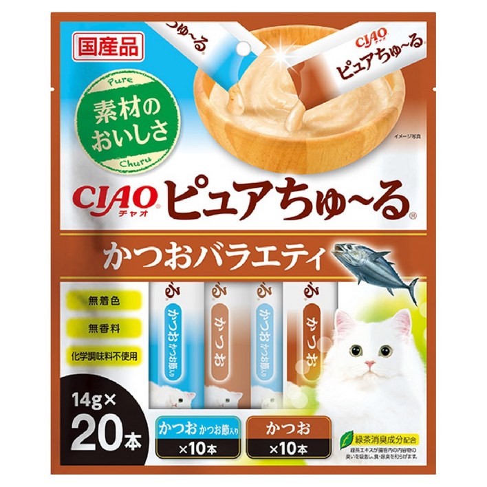 챠오츄르 이나바 고양이 퓨어 버라이어티 간식 14g x 2종 x 10p 세트 SC-542