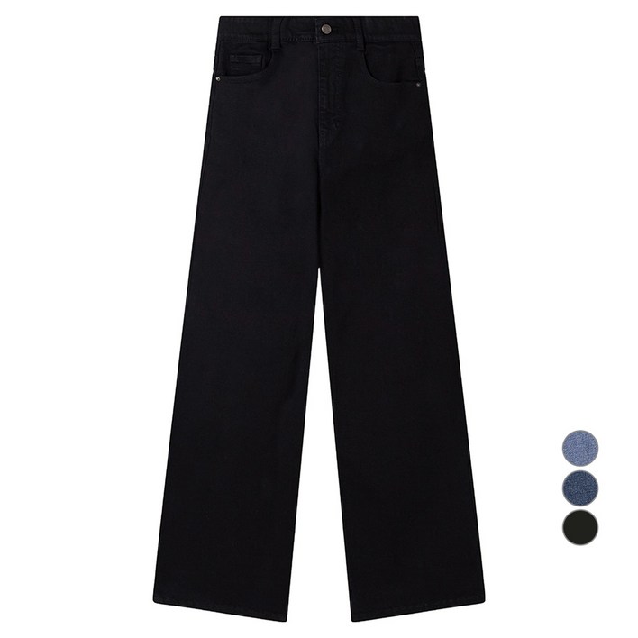 로엠 여성용 기본숏 기장 핏 미 와이드 데님 팬츠