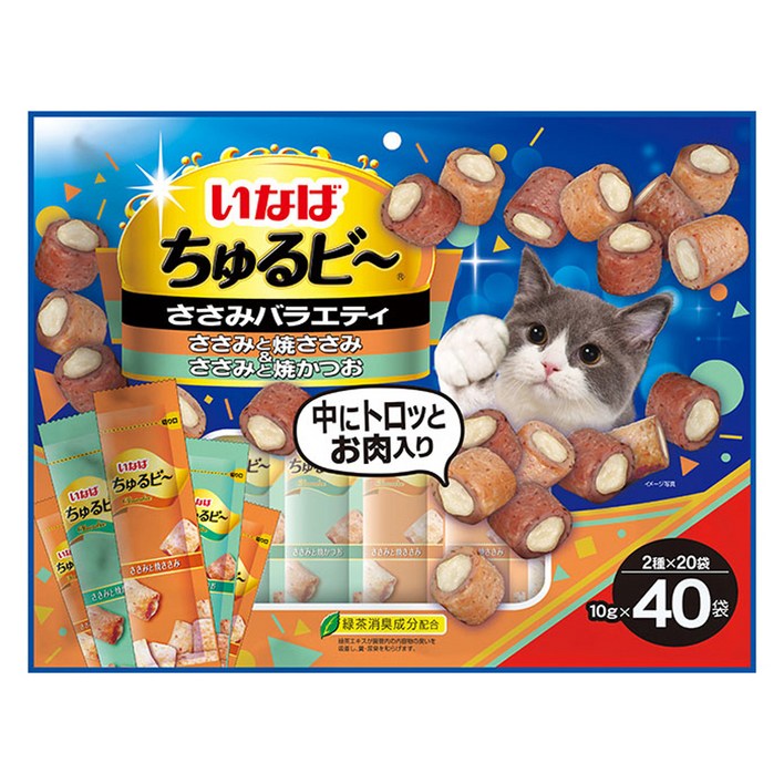 이나바 츄르비 짜먹는 고양이 간식 QSC285, 닭가슴살 버라이어티, 400g, 1세트