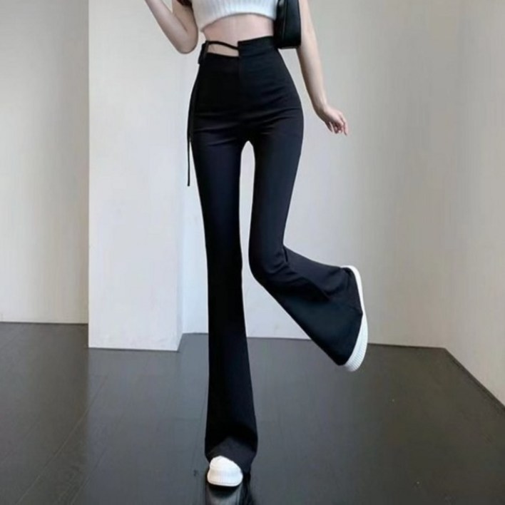 아이엠몽 여성용 수리엘 언발 슬림 부츠컷 롱 팬츠