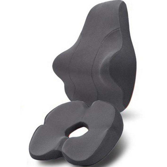 베네폼 바른자세 등받이 허리쿠션 허리소프트 + 힙업방석 세트, 그레이
