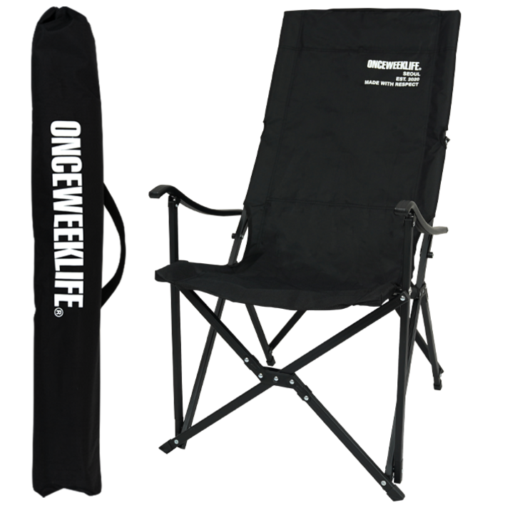 원스위크라이프 캠핑 프레임 릴렉스 체어 특대, 블랙, 1개