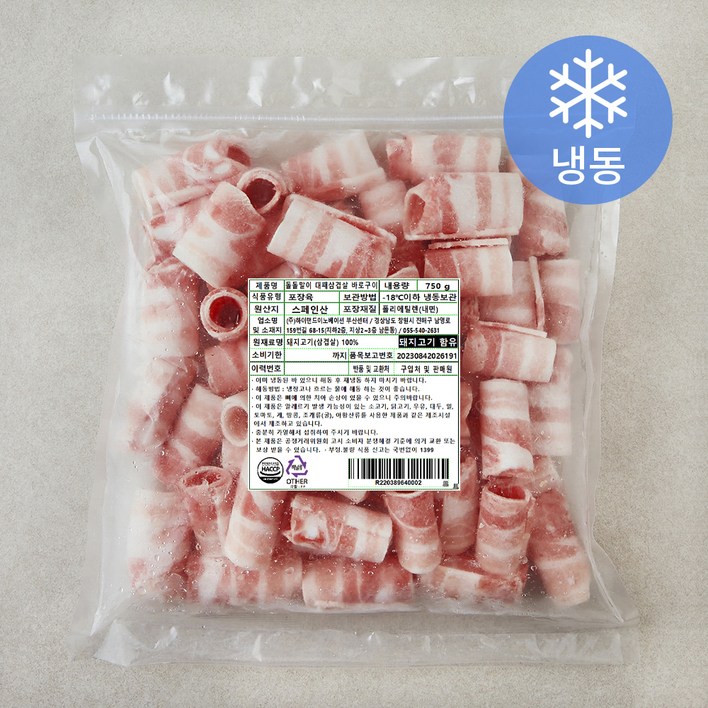 돌돌말이 대패삼겹살 바로구이 냉동, 1개, 750g
